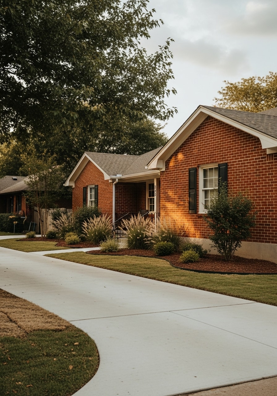 Close-up of an Oklahoma City home exterior with typical regional landscaping and architectural style.