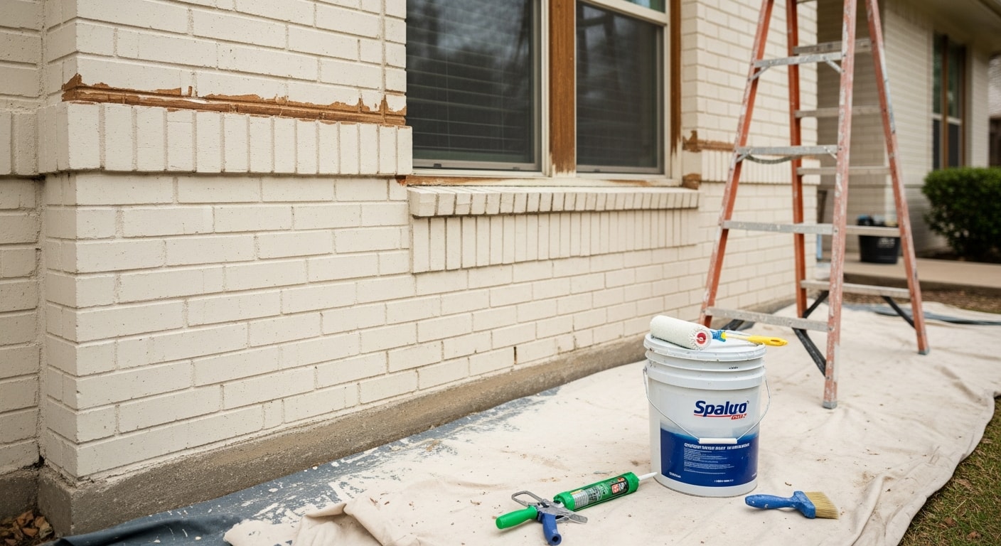 A freshly painted single-family home exterior in Dallas, Texas, showing clean siding, painted trim, and a front door with sharp color contrast. The finished surface shows even coverage across the facade with no peeling or fading.