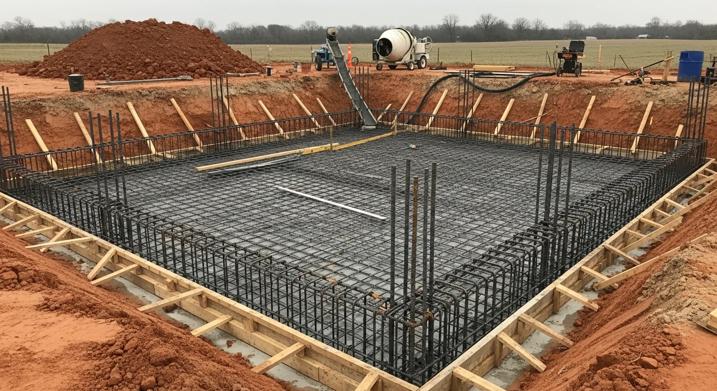 A finished concrete inground pool with a poured concrete deck in a Dallas backyard, showing a custom rectangular shape with clean edges and no landscaping obstructions. The pool shell reflects the structural reinforcement typical of builds designed for North Texas clay soil conditions.